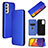 Coque Portefeuille Livre Cuir Etui Clapet L02Z pour Samsung Galaxy A82 5G Bleu