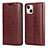 Coque Portefeuille Livre Cuir Etui Clapet L05 pour Apple iPhone 13 Mini Vin Rouge