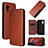 Coque Portefeuille Livre Cuir Etui Clapet L06Z pour Samsung Galaxy XCover 5 SM-G525F Marron