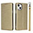 Coque Portefeuille Livre Cuir Etui Clapet L08 pour Apple iPhone 13 Or