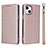 Coque Portefeuille Livre Cuir Etui Clapet L08 pour Apple iPhone 13 Or Rose