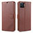 Coque Portefeuille Livre Cuir Etui Clapet L08 pour Oppo F17 Pro Marron