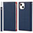 Coque Portefeuille Livre Cuir Etui Clapet L09 pour Apple iPhone 13 Mini Bleu