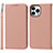 Coque Portefeuille Livre Cuir Etui Clapet L10 pour Apple iPhone 14 Pro Max Or Rose