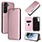 Coque Portefeuille Livre Cuir Etui Clapet L11Z pour Samsung Galaxy S22 Plus 5G Or Rose