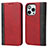 Coque Portefeuille Livre Cuir Etui Clapet L12 pour Apple iPhone 13 Pro Max Rouge