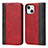 Coque Portefeuille Livre Cuir Etui Clapet L12 pour Apple iPhone 14 Rouge