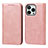 Coque Portefeuille Livre Cuir Etui Clapet L14 pour Apple iPhone 13 Pro Or Rose