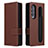 Coque Portefeuille Livre Cuir Etui Clapet L14Z pour Samsung Galaxy Z Fold3 5G Marron