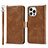 Coque Portefeuille Livre Cuir Etui Clapet L15 pour Apple iPhone 13 Pro Marron