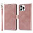 Coque Portefeuille Livre Cuir Etui Clapet L15 pour Apple iPhone 13 Pro Max Or Rose