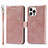 Coque Portefeuille Livre Cuir Etui Clapet L15 pour Apple iPhone 14 Pro Max Or Rose