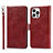 Coque Portefeuille Livre Cuir Etui Clapet L15 pour Apple iPhone 14 Pro Max Rouge