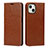 Coque Portefeuille Livre Cuir Etui Clapet L17 pour Apple iPhone 13 Brun Clair