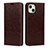 Coque Portefeuille Livre Cuir Etui Clapet L17 pour Apple iPhone 13 Mini Marron