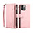 Coque Portefeuille Livre Cuir Etui Clapet L20 pour Apple iPhone 14 Pro Max Or Rose