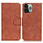 Coque Portefeuille Livre Cuir Etui Clapet L27 pour Apple iPhone 13 Pro Max Marron