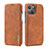 Coque Portefeuille Livre Cuir Etui Clapet LC1 pour Apple iPhone 15 Marron