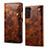 Coque Portefeuille Livre Cuir Etui Clapet M01T pour Samsung Galaxy S21 FE 5G Marron