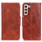 Coque Portefeuille Livre Cuir Etui Clapet M02L pour Samsung Galaxy S22 Plus 5G Marron