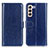 Coque Portefeuille Livre Cuir Etui Clapet M07L pour Samsung Galaxy S21 FE 5G Bleu