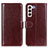 Coque Portefeuille Livre Cuir Etui Clapet M07L pour Samsung Galaxy S21 FE 5G Marron