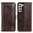 Coque Portefeuille Livre Cuir Etui Clapet M11L pour Samsung Galaxy S21 5G Marron