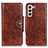 Coque Portefeuille Livre Cuir Etui Clapet M12L pour Samsung Galaxy S21 5G Marron