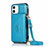 Coque Portefeuille Livre Cuir Etui Clapet N03 pour Apple iPhone 12 Bleu Ciel