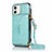 Coque Portefeuille Livre Cuir Etui Clapet N03 pour Apple iPhone 12 Cyan