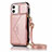 Coque Portefeuille Livre Cuir Etui Clapet N03 pour Apple iPhone 12 Or Rose