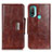 Coque Portefeuille Livre Cuir Etui Clapet N04P pour Motorola Moto E20 Marron