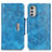 Coque Portefeuille Livre Cuir Etui Clapet N04P pour Motorola Moto E32s Bleu Ciel