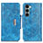 Coque Portefeuille Livre Cuir Etui Clapet N04P pour Motorola Moto Edge S30 5G Bleu Ciel