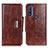 Coque Portefeuille Livre Cuir Etui Clapet N04P pour Motorola Moto G Pure Marron