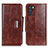 Coque Portefeuille Livre Cuir Etui Clapet N04P pour Oppo K9 Pro 5G Marron