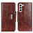 Coque Portefeuille Livre Cuir Etui Clapet N04P pour Samsung Galaxy S24 5G Marron