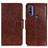 Coque Portefeuille Livre Cuir Etui Clapet N05P pour Motorola Moto G Pure Marron