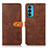 Coque Portefeuille Livre Cuir Etui Clapet N07P pour Motorola Moto Edge 20 5G Marron