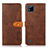 Coque Portefeuille Livre Cuir Etui Clapet N07P pour Realme C20 Marron