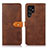 Coque Portefeuille Livre Cuir Etui Clapet N07P pour Samsung Galaxy S21 Ultra 5G Marron