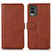 Coque Portefeuille Livre Cuir Etui Clapet N08P pour Nokia C210 Marron