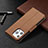 Coque Portefeuille Livre Cuir Etui Clapet pour Apple iPhone 13 Pro Marron Petit