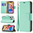 Coque Portefeuille Livre Cuir Etui Clapet pour Apple iPhone 13 Pro Max Cyan Petit