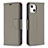 Coque Portefeuille Livre Cuir Etui Clapet pour Apple iPhone 14 Gris