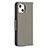 Coque Portefeuille Livre Cuir Etui Clapet pour Apple iPhone 14 Gris Petit