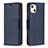 Coque Portefeuille Livre Cuir Etui Clapet pour Apple iPhone 15 Bleu