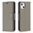 Coque Portefeuille Livre Cuir Etui Clapet pour Apple iPhone 15 Gris