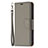 Coque Portefeuille Livre Cuir Etui Clapet pour Apple iPhone 15 Gris Petit