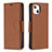 Coque Portefeuille Livre Cuir Etui Clapet pour Apple iPhone 15 Marron